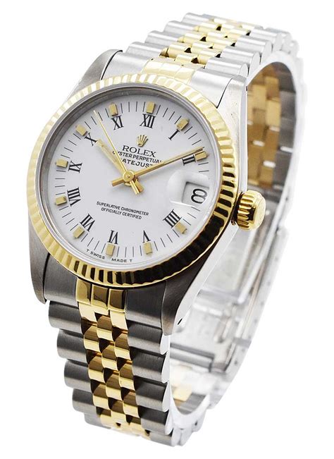 rolex datejust 31mm 2-tone gold white roman markers